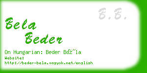 bela beder business card